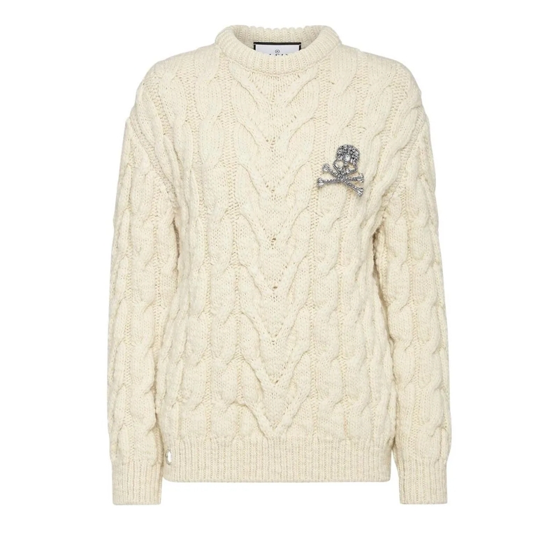 Philipp Plein Pullover Rundhalspullover weiss