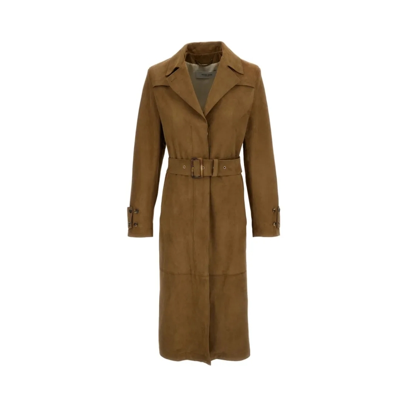 Golden Goose Wintermantel Brown Long Suede Trench Coat Brown