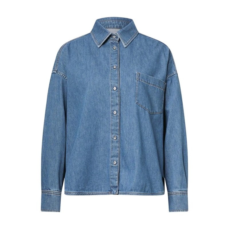 WEEKEND Max Mara Bluse Oversized Bluse Foggia aus Denim blau
