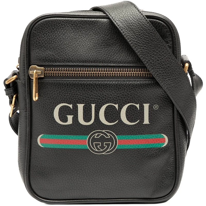 Gucci Sac à bandoulière Grained Calfskin Logo Crossbody schwarz