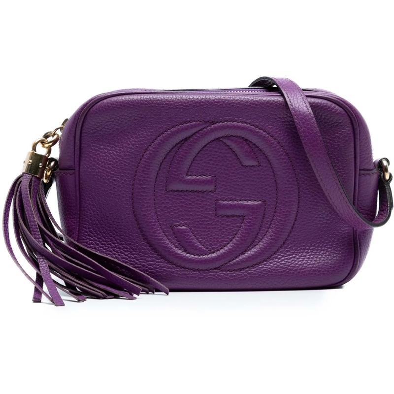 Gucci Schultertasche Metallic Leather Soho Disco Crossbody lila