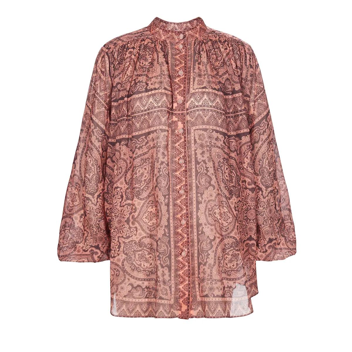 Zimmermann OTTIE TUNIC TOP COPAI CORAL PAISLEY | Blusen