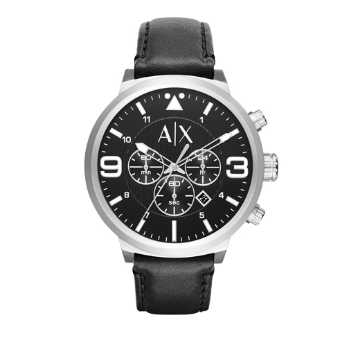 Armani Exchange Chronograph Leather Watch Black Chronograaf