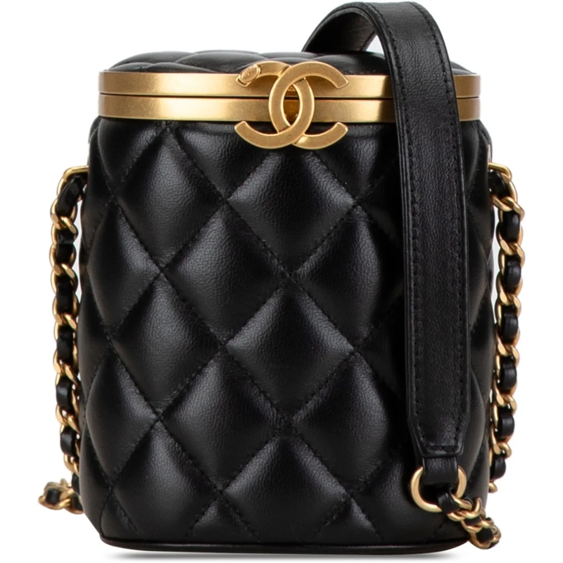 Chanel Sac à bandoulière Mini Lambskin Crown Box Bag schwarz