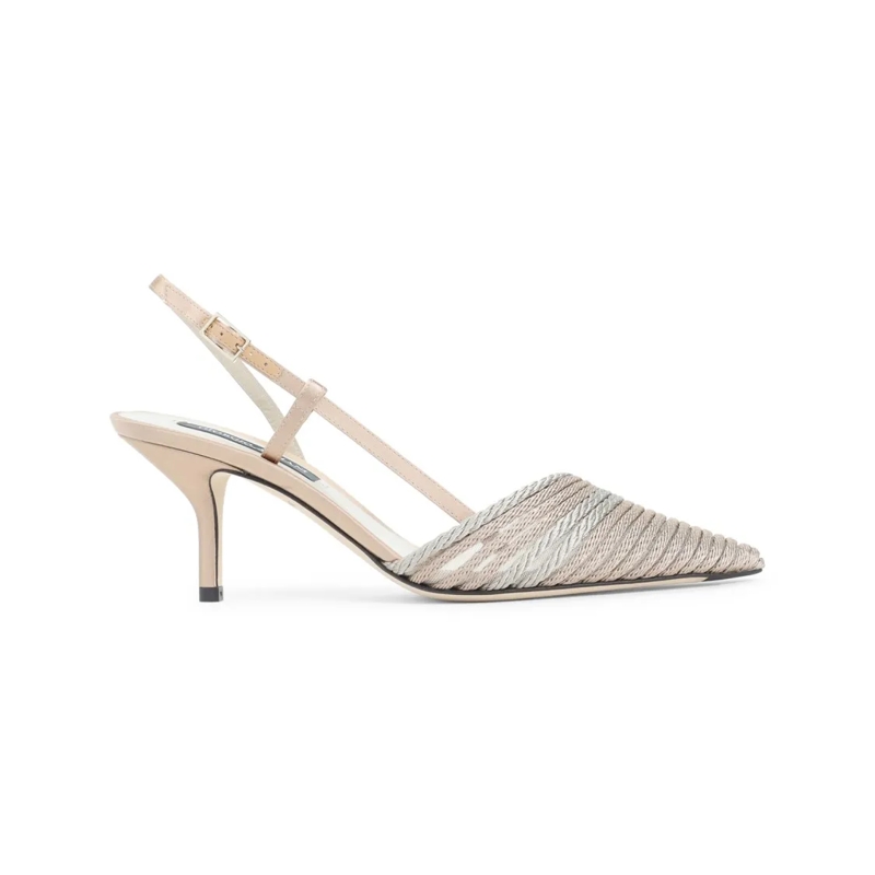 Giorgio Armani Escarpins Pointed Toe Pumps With Textured Woven Pattern And  Grey