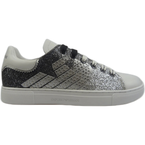 Emporio Armani Low-Top Sneaker Sneakers effetto glitterato weiß