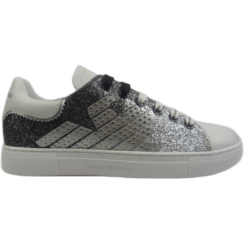 Emporio Armani Low-Top-Sneaker Sneakers effetto glitterato weiß