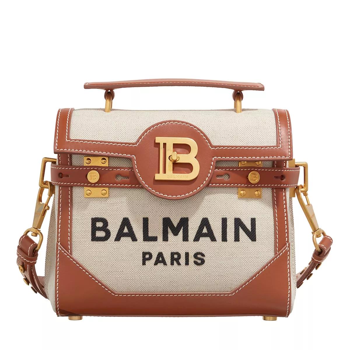 Balmain Buzz Canvas Logo Bag Natural Satchel