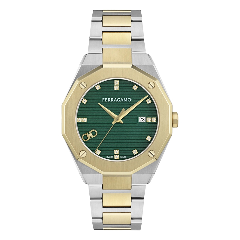 Salvatore Ferragamo Quarzuhr Quarz-Analoguhr Versilia 3H grün
