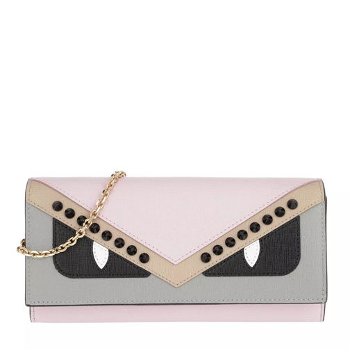 Fendi Continental Wallet With Chain Leather Light Pink Wallet On A Chain