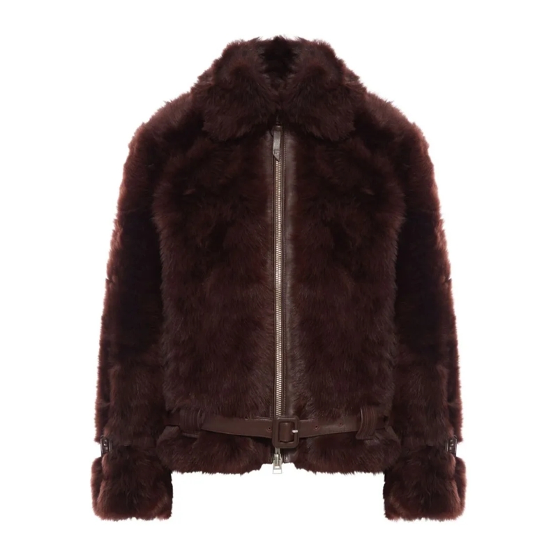 Tom Ford  Velour Lamb Shearling Blouson Coat Black