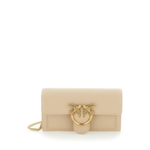 Pinko Schoudertas 'Love One Wallet' Beige Crossbody Bag With Love Bi Neutrals