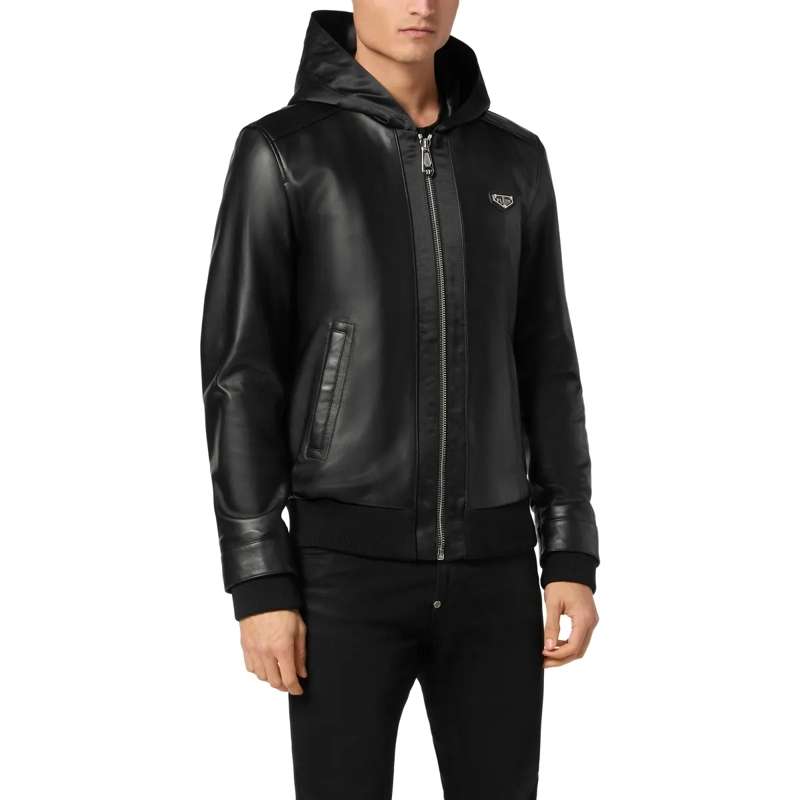 Philipp Plein Daunenjacke Lederjacke schwarz(Image 4)