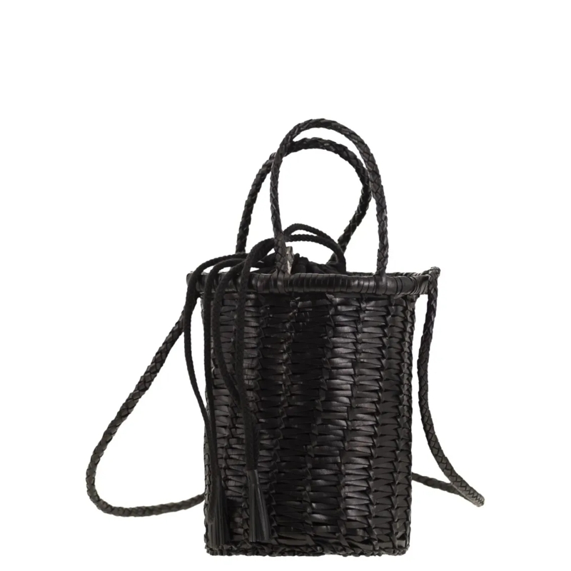 DRAGON DIFFUSION Schultertasche Lina Mini - Woven Leather Bag Black