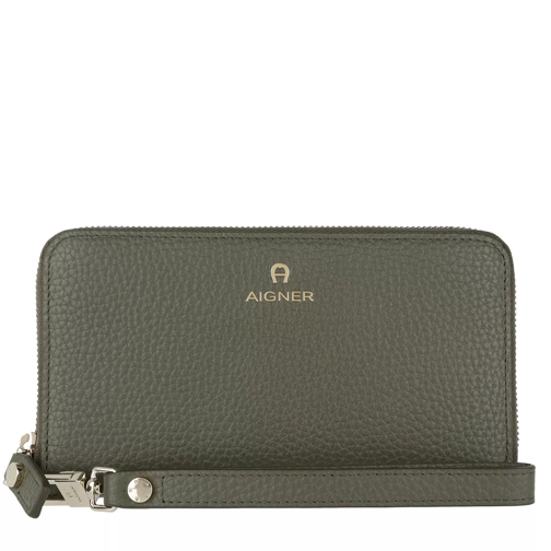 AIGNER Ivy Wallet Olive Green Portemonnaie mit Zip-Around-Reißverschluss