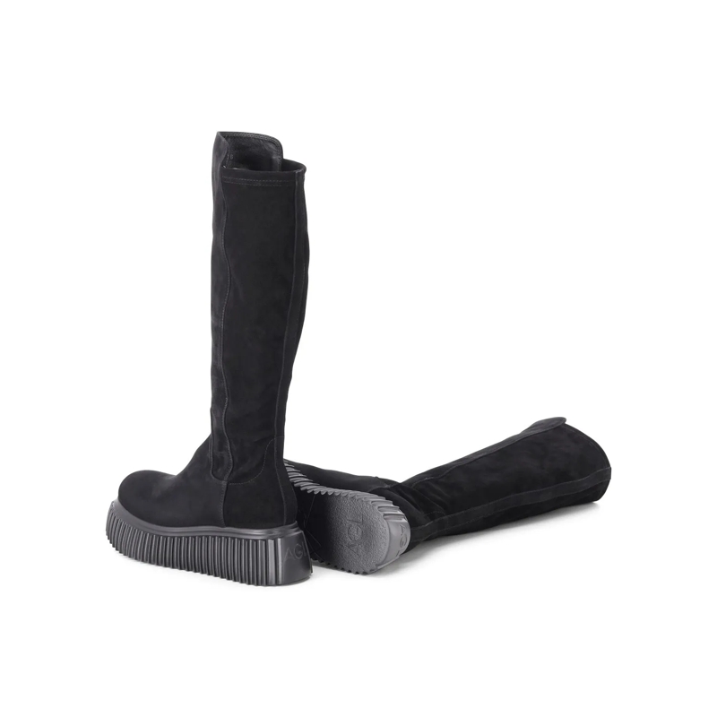 Agl Schnürschuhe Stiefel Gloria aus Stretch-Veloursleder schwarz(Image 2)