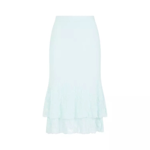 Bottega Veneta Pale Turquoise Cotton Midi Skirt Blue 