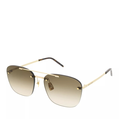 Saint Laurent SL 309 RIMLESS-003 58 Sunglass Unisex Metal Gold-Gold-Brown Sunglasses