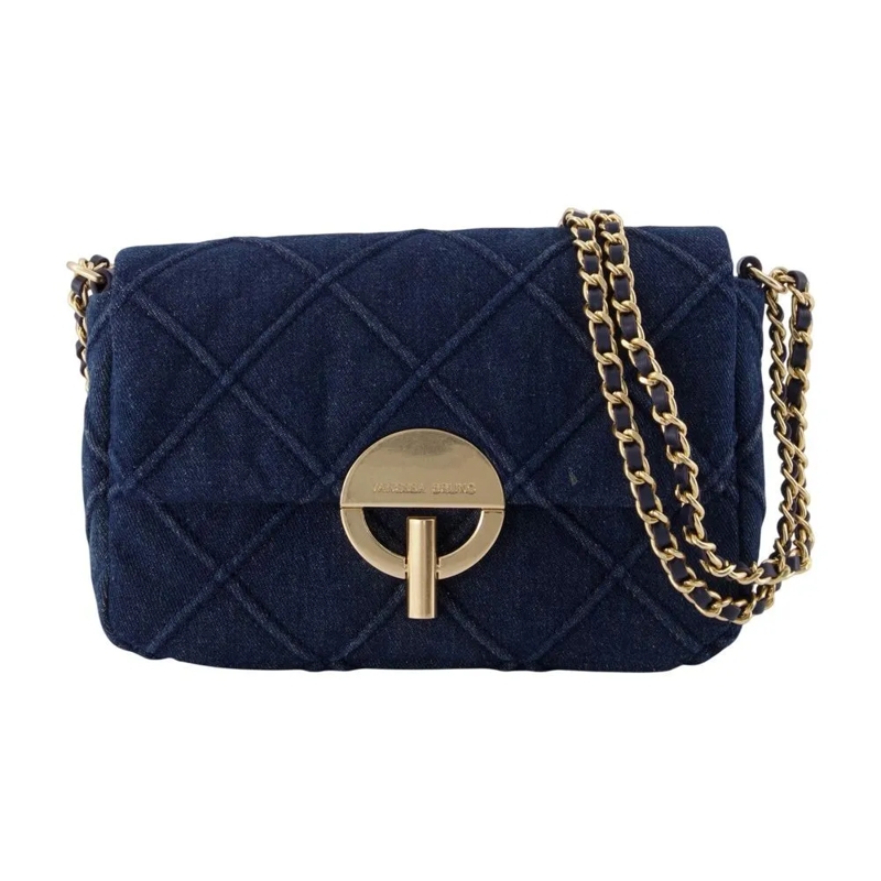 Vanessa Bruno Schoudertas Quilted Cotton Moon Moyen Shoulder Bag Blue