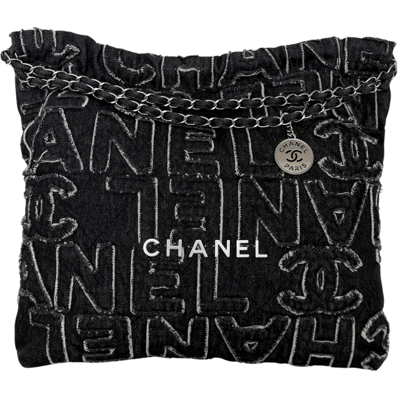 Chanel Fourre-tout Chanel 22 medium-sized hobo bag in denim, black wi schwarz