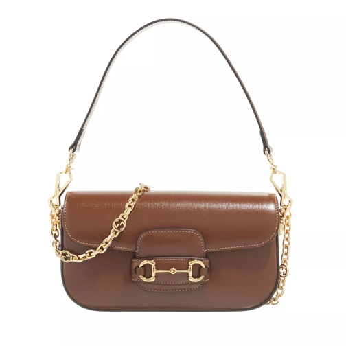 Gucci Horsebit 1955 Small Shoulder Bag Brown Leather Cross body-väskor