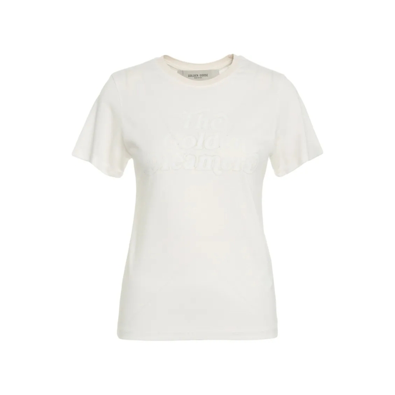 Golden Goose T-shirt Embroidered Logo T-Shirt In Soft White Cotton White
