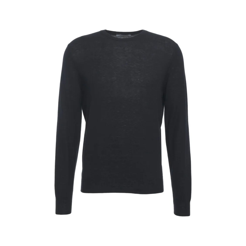 Gender Pullover Fine Knit Sweater With Classic Crew Neck And Long  Black