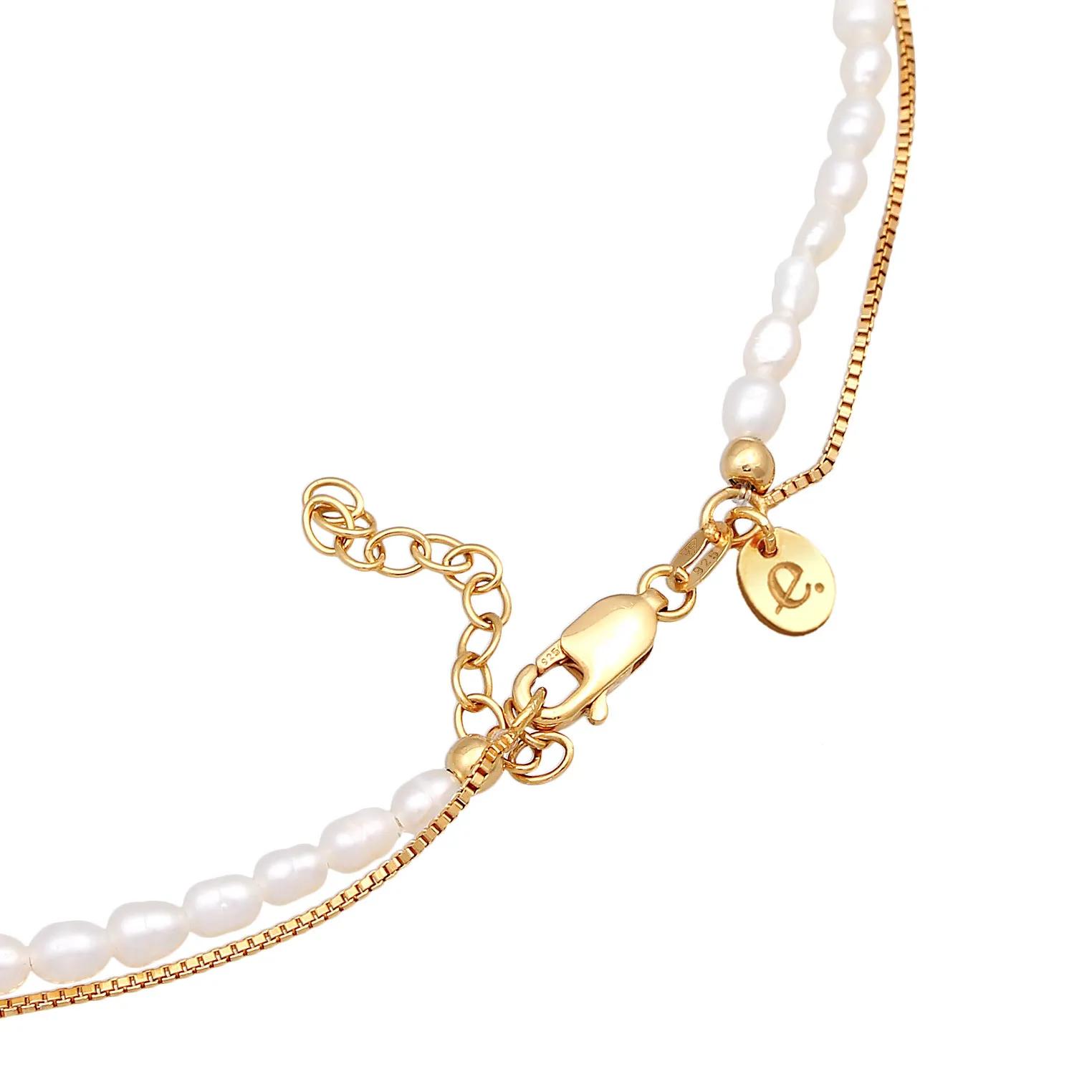 Thumbnail - Elli Halsketten - Halskette Choker Layer Sonne Süßwasserperlen 925 S - Gr. unisize - in Gold - für Damen