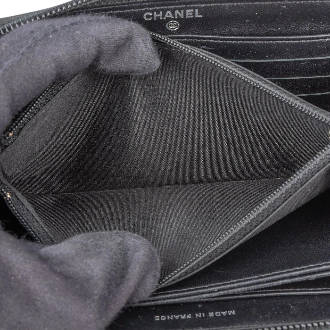 Thumbnail - Chanel Portemonnaie - Chanel Quilted Lambskin Palladium Boy Wallet - Gr. unisize - in Schwarz - für Damen