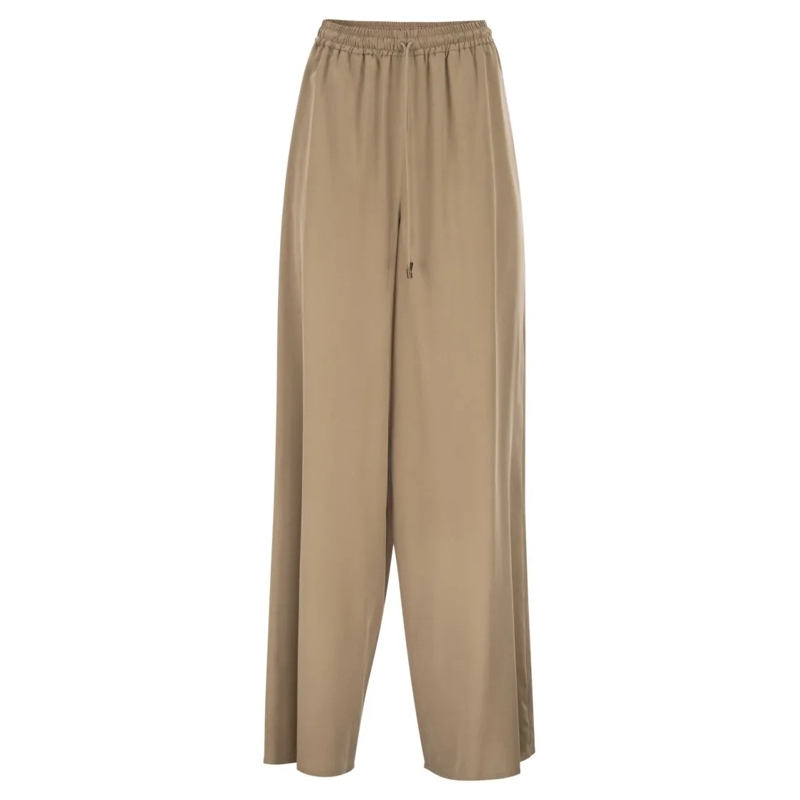 Max Mara  Mxmgenero - Wide-Leg Trousers In Washed Silk Neutrals