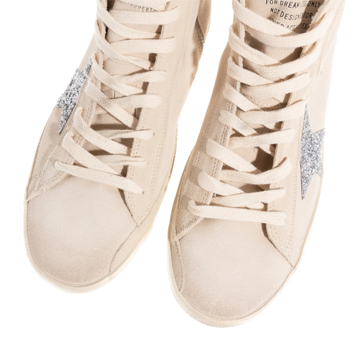 Golden Goose Francy Star Seedpearl Silver High Top Sneaker