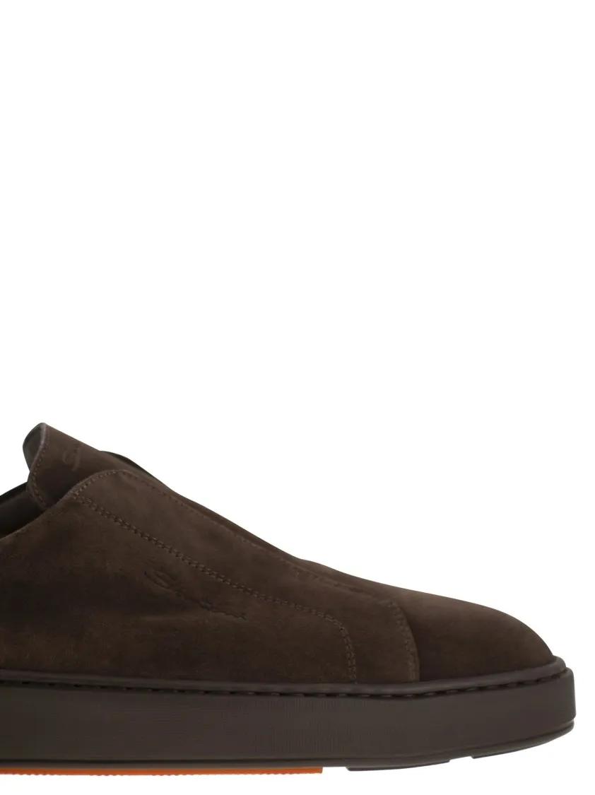 Thumbnail - Santoni Low-Top Sneaker - Suede Slip-On Trainer With Double Buckle Decoratio - Gr. 9_5 - in Braun - für Damen