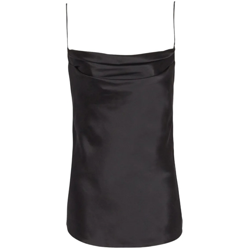 Balmain Bluse Satin-Finish Black Top Black