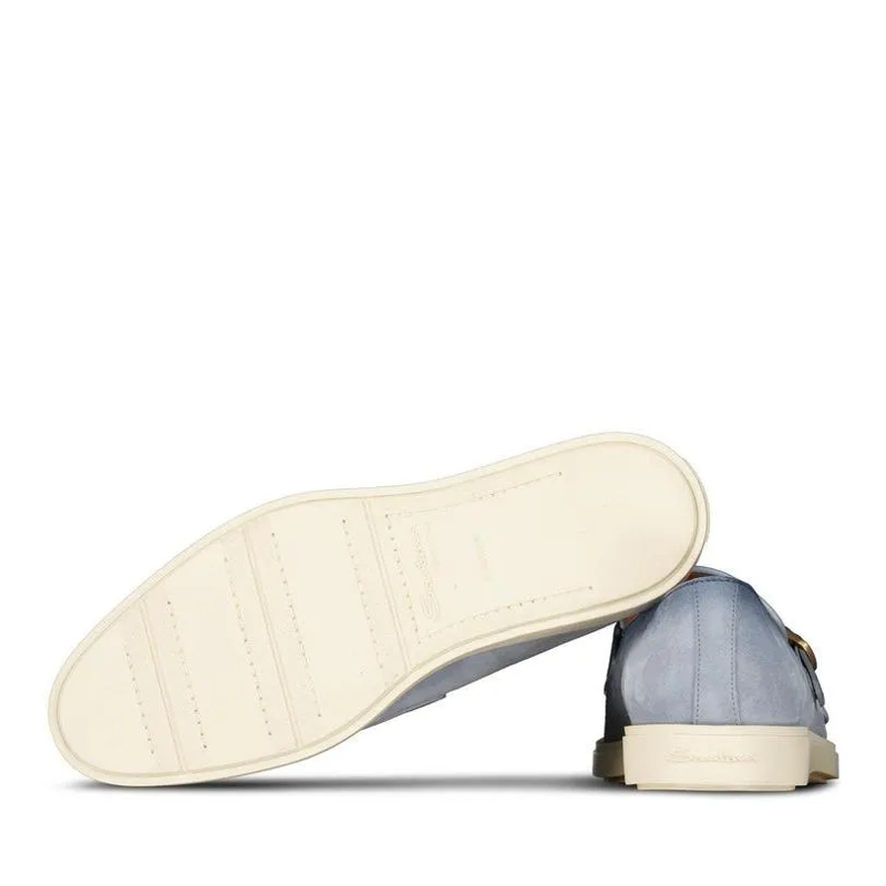Santoni Chaussures à lacets Doppel-Monkstraps aus Veloursleder Hellblau(Image 4)
