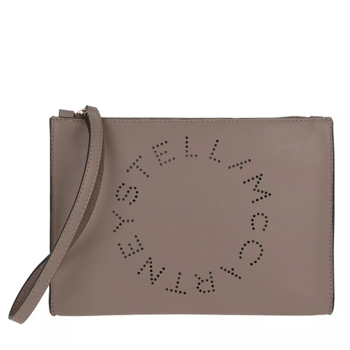 Stella McCartney Zip Pouch With Perforated Logo Leather Moss Wristlet