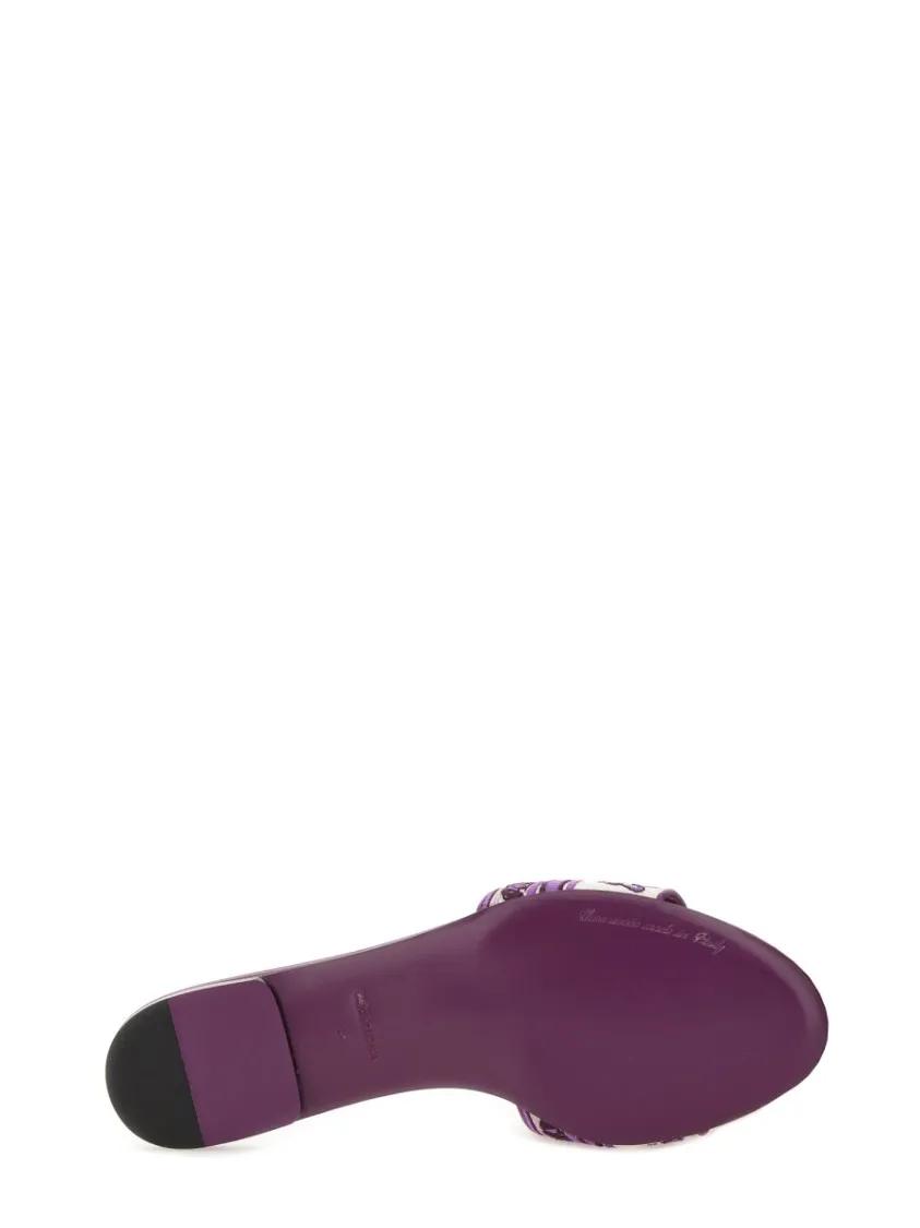 Thumbnail - Dolce&Gabbana Sandalen - Purple Slide Sandal With Intricate Embroidery - Gr. 40 (EU) - in Lila - für Damen