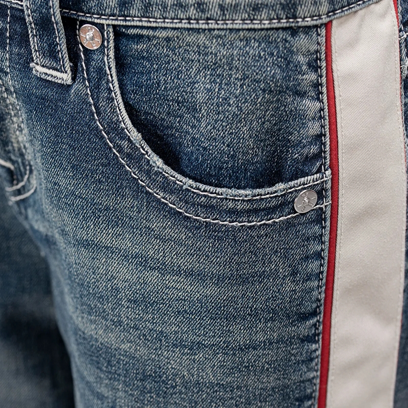 True Religion Jeans - Bobbi Baggy-Jeans- Mittelhohem Bund- Kontraste blau(Image 5)