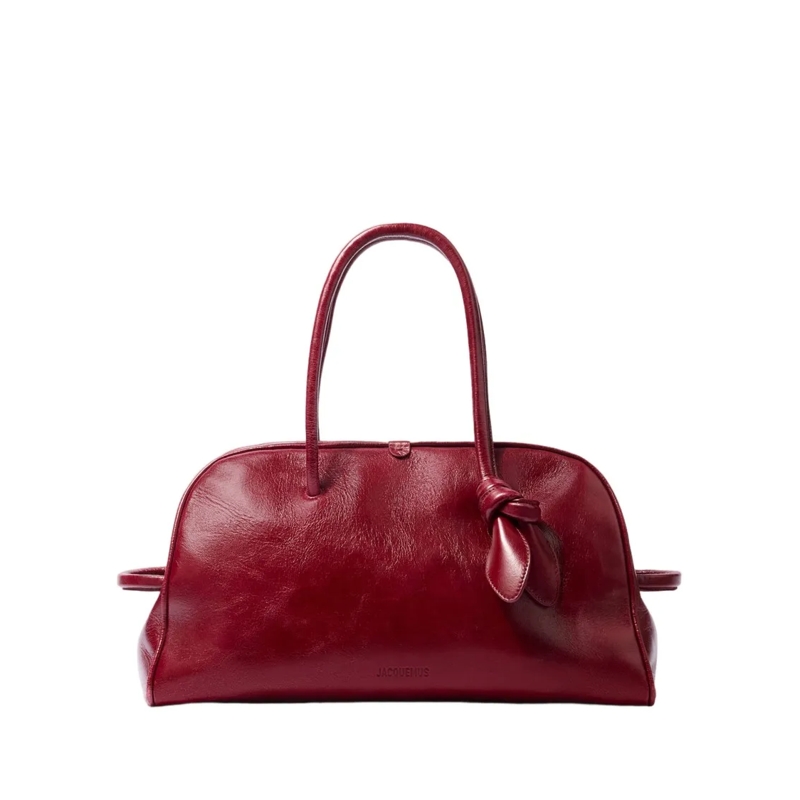 Jacquemus Schultertasche Bowling Bag In Lacquered Cowhide Leather Red