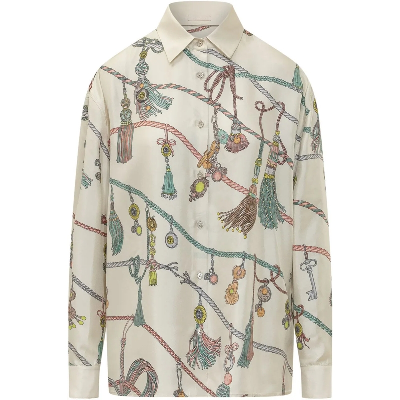 Versace Bluse Camicia Stampata con Motivo Accessorio weiß