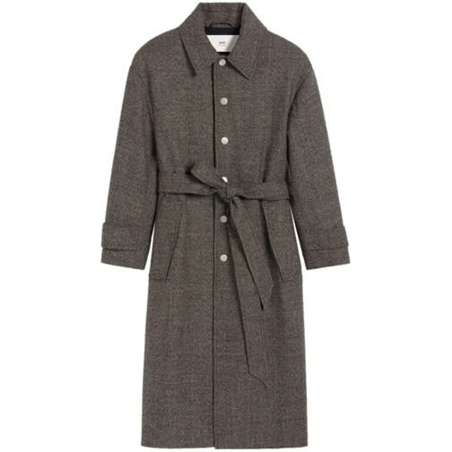 AMI Paris Übergangsjacke Grey Belted Coat Grey