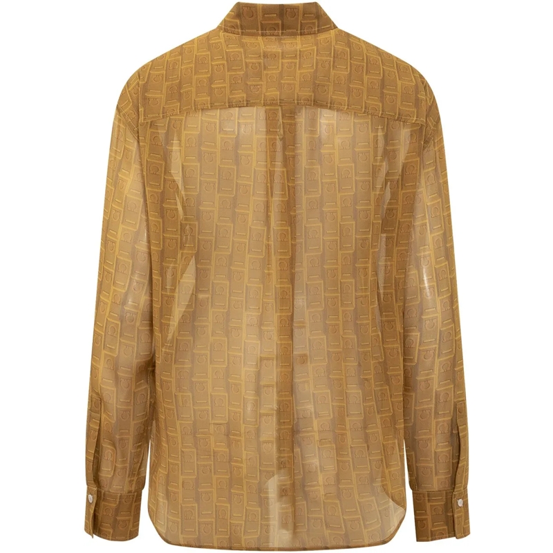 Salvatore Ferragamo Chemisier Camicia con Stampa Monogram beige(Image 2)