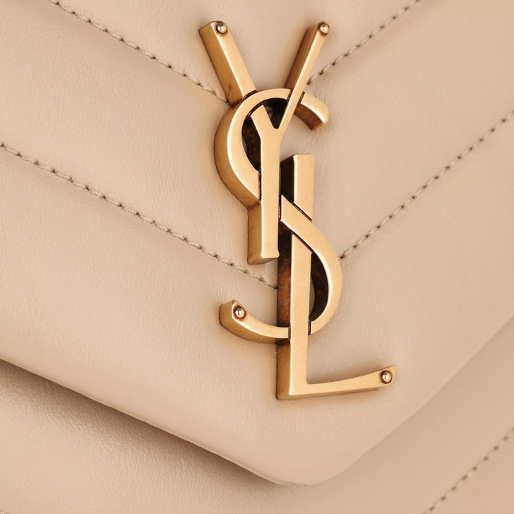 Saint Laurent beige Small Loulou Matelassé Shoulder Bag