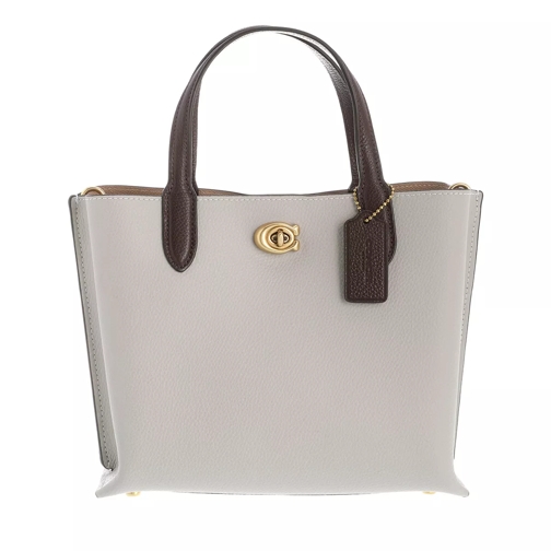 Coach Colorblock Leather With Coated Canvas Signature In Dove Grey Multi Tote