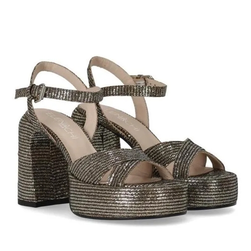 Elena Iachi Lexy Black Gold Heeled Sandal Grey Sandal med band