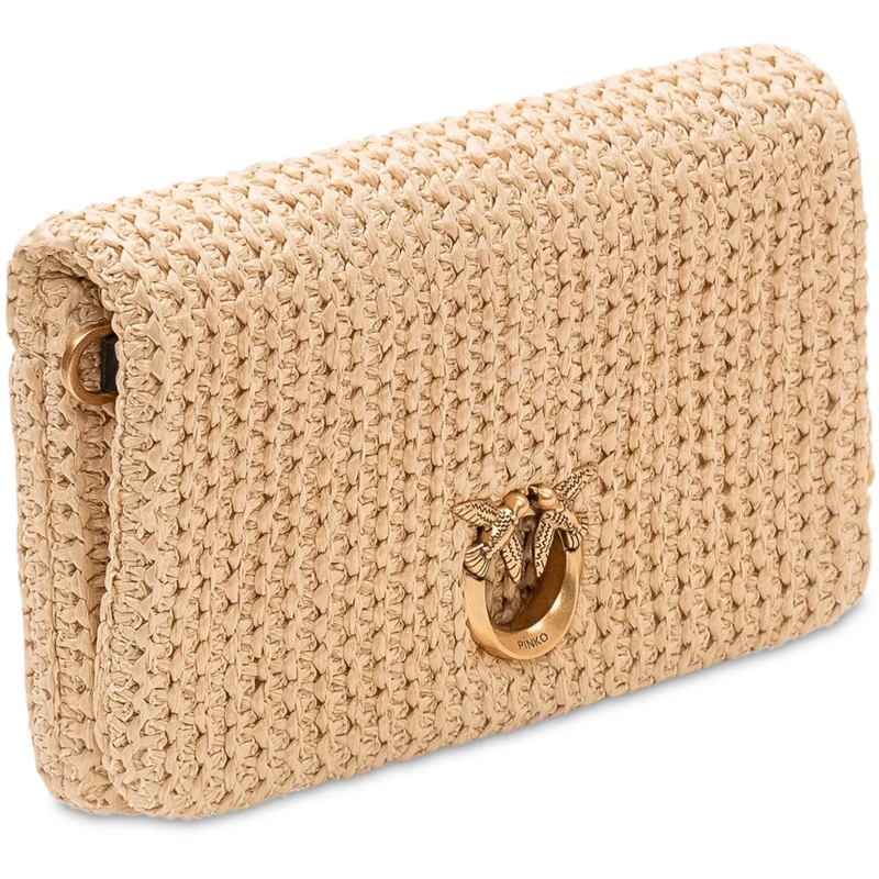 Pinko Schultertasche Borsa Click Soft con Patta e Trama Intrecciata beige(Image 3)