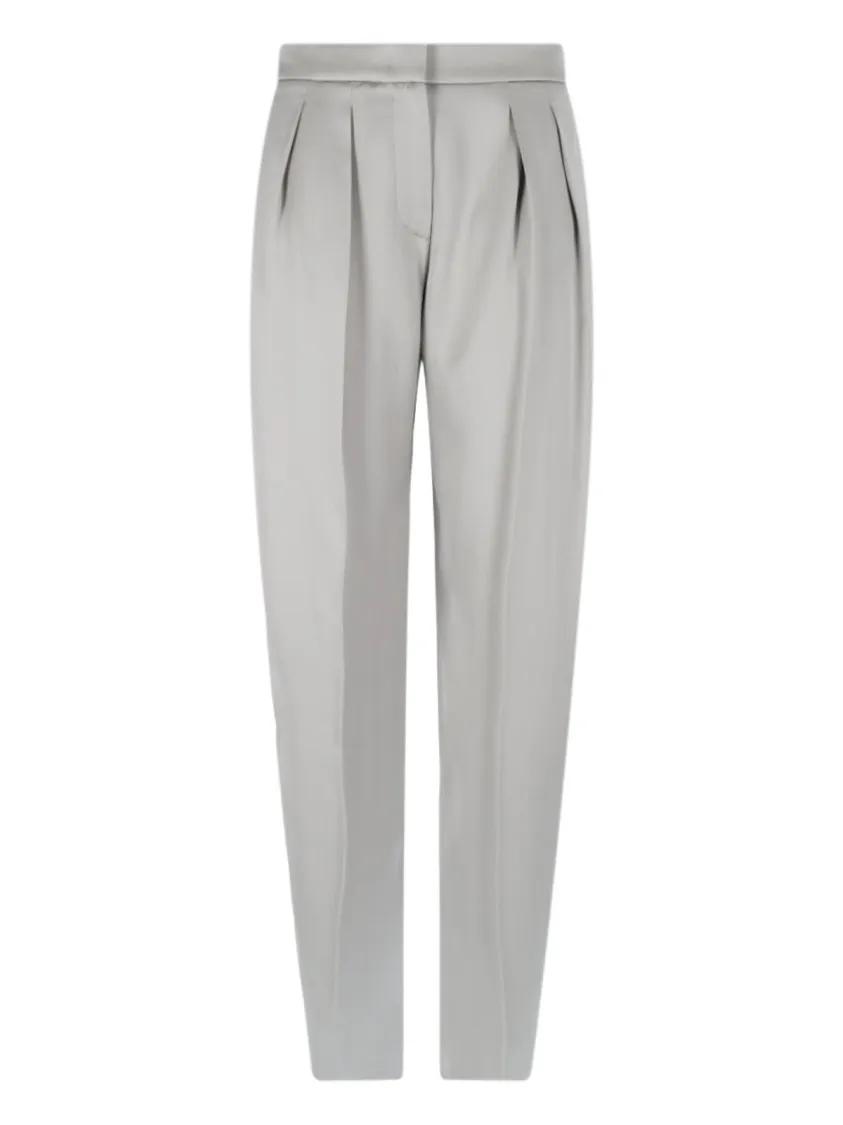 Thumbnail - Giorgio Armani - High-Waisted Straight-Leg Silk Trousers With Pleat - Größe 42 - grau