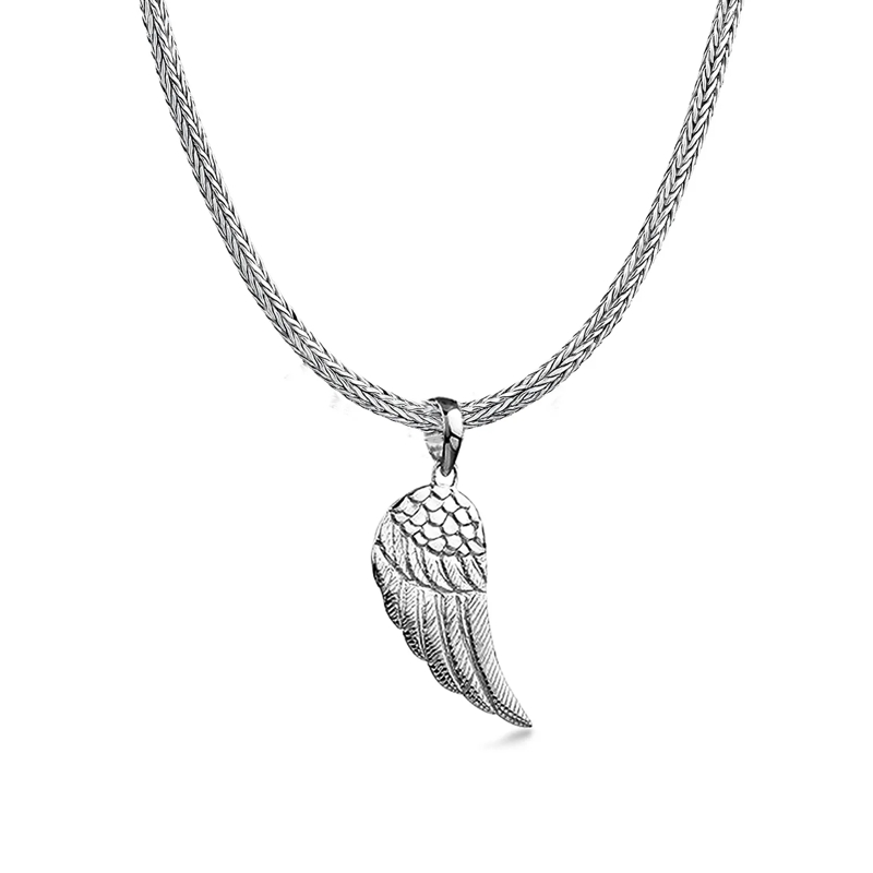 Kuzzoi Mittellange Halskette Halskette Mann Schlangenkette Flügel Anhänger 925  silber
