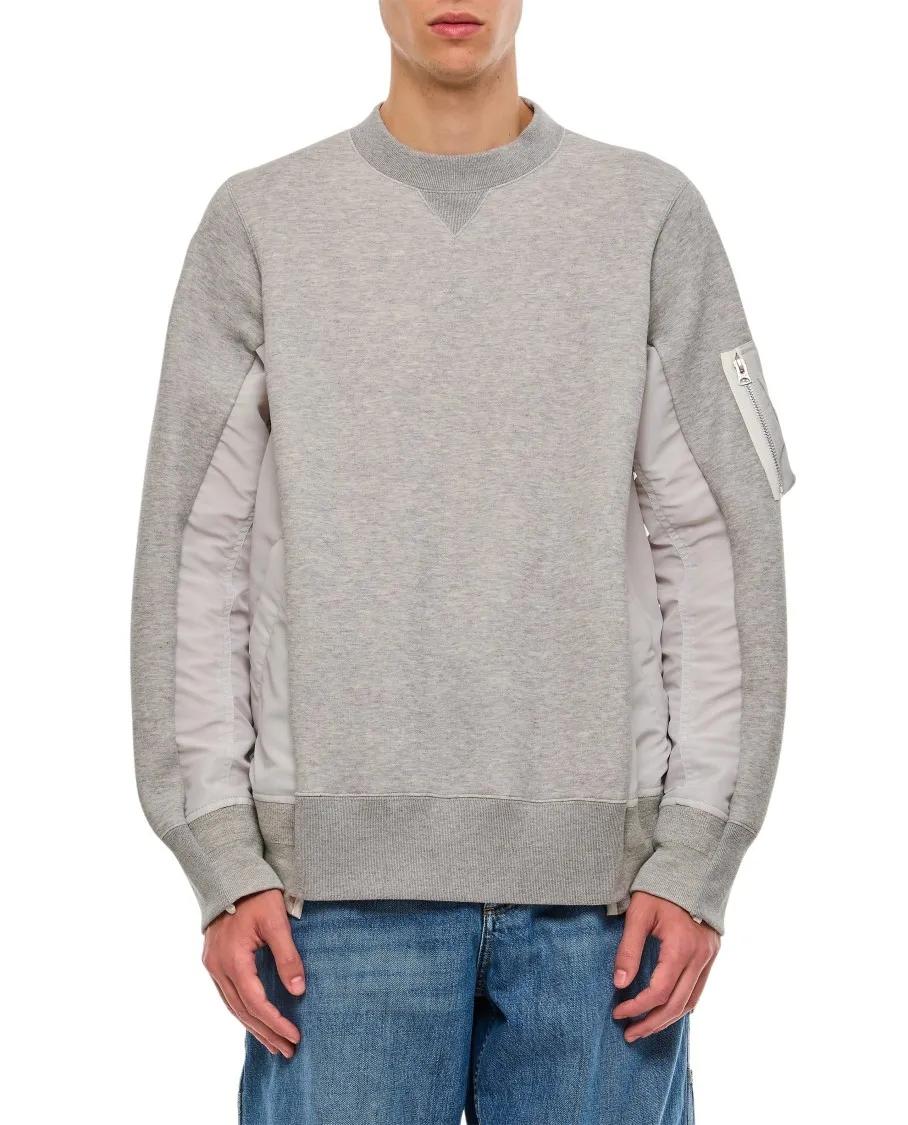 Sacai - Sponge Sweat X Nylon Twill Pullover - Größe 1 - grau