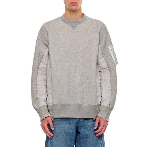 Sacai Pull Sponge Sweat X Nylon Twill Pullover Grey