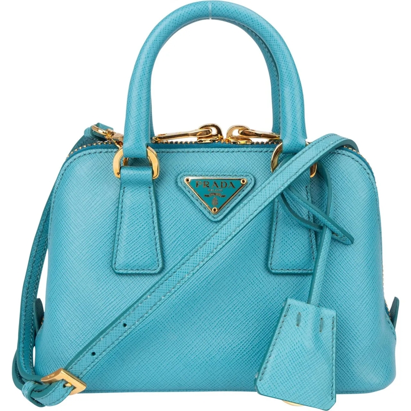 Prada Schultertasche Prada Blue Saffiano Leather Mini Promenade Handbag blau
